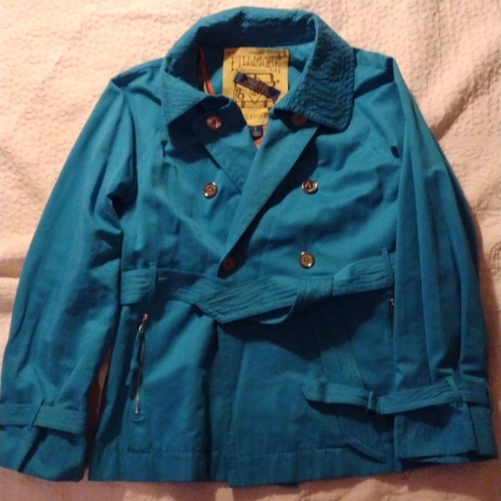Millard Fillmore women's Size Large turquoise jacket coat